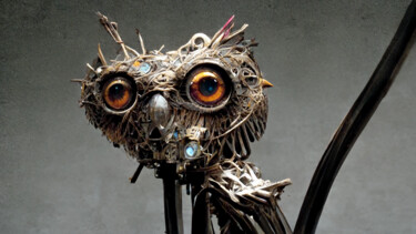 Digital Arts titled "Mecha Owl 2" by Celicun, Original Artwork, AI generated image