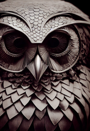Arts numériques intitulée "Mecha Owl 4" par Celicun, Œuvre d'art originale, Image générée par l'IA