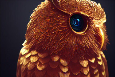 Digitale Kunst mit dem Titel "Mecha Owl 5" von Celicun, Original-Kunstwerk, KI-generiertes Bild