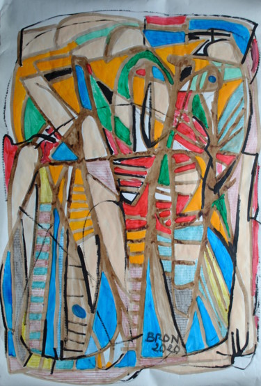 Painting titled "Vitrail polychrome" by Céline Bron, Original Artwork, Acrylic