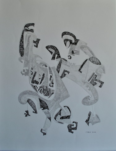 Рисунок под названием "Danse sacrée" - Céline Bron, Подлинное произведение искусства, Графит