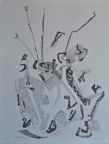 Drawing titled "Tentacules" by Céline Bron, Original Artwork, Graphite