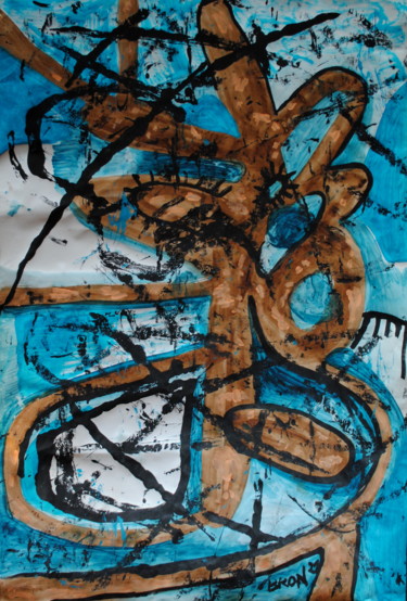Malerei mit dem Titel "Abstraction aquatiq…" von Céline Bron, Original-Kunstwerk, Acryl