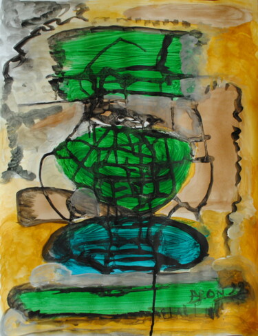 Painting titled "Kern de Jade" by Céline Bron, Original Artwork, Acrylic