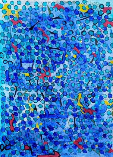 Pintura intitulada "Biologie bleue" por Céline Bron, Obras de arte originais, Acrílico