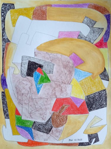 Drawing titled "Geocolor" by Céline Bron, Original Artwork, Watercolor