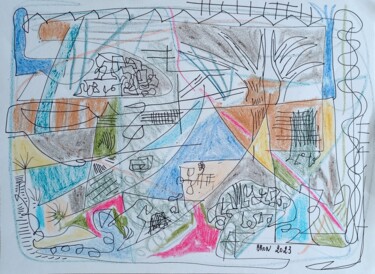 Dibujo titulada "Parc en Hiver2" por Céline Bron, Obra de arte original, Pastel