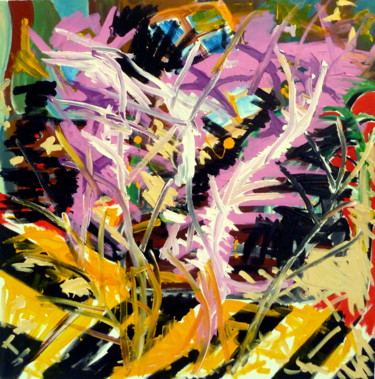 Painting titled "ARBRES EN FLEURS" by Céline Bron, Original Artwork, Acrylic