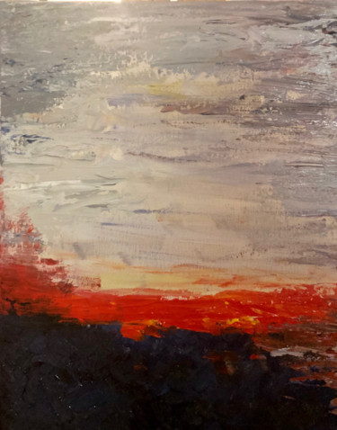 Painting titled "Seaside sunset" by Céline Chauvin-Tran, Original Artwork, Acrylic