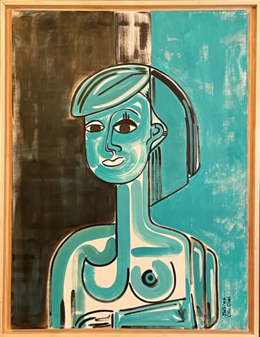 Schilderij getiteld "« Dame Deep Blue La…" door Céline Cénac, Origineel Kunstwerk, Acryl