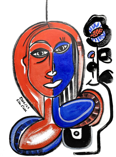 Peinture intitulée "« Marianne, yeux au…" par Céline Cénac, Œuvre d'art originale, Acrylique