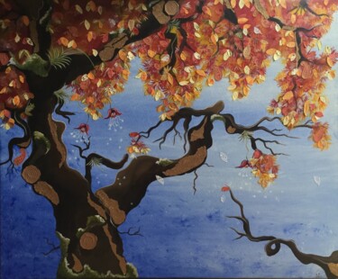 Painting titled "Automne" by Celine Conti, Original Artwork, Acrylic