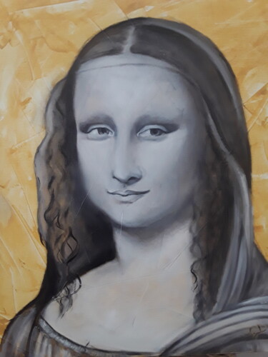Malarstwo zatytułowany „Mona” autorstwa Céline De Abreu, Oryginalna praca, Olej Zamontowany na Drewniana rama noszy
