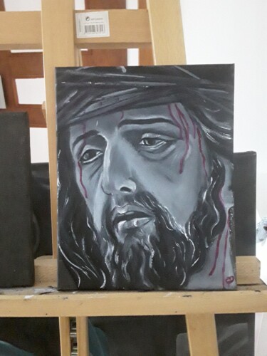 Pintura titulada "Jésus" por Céline De Abreu, Obra de arte original, Oleo