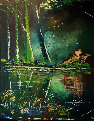 Картина под названием ""Mystérieuse"" - Céline Delaporte, Подлинное произведение искусства, Акрил Установлен на Деревянная р…