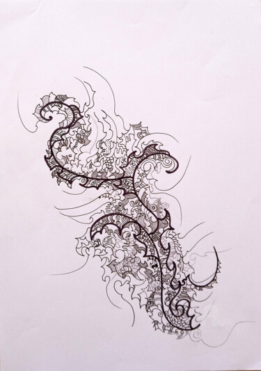 Drawing titled "calligraphie 1" by Céline Dudoret, Original Artwork, Gel pen