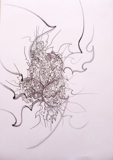 Drawing titled "calligraphie 2" by Céline Dudoret, Original Artwork, Gel pen