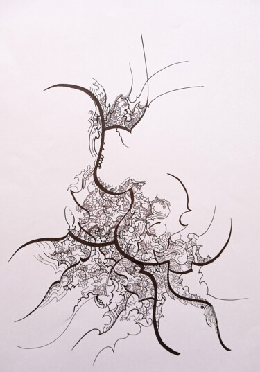 Drawing titled "calligraphie 8" by Céline Dudoret, Original Artwork, Gel pen