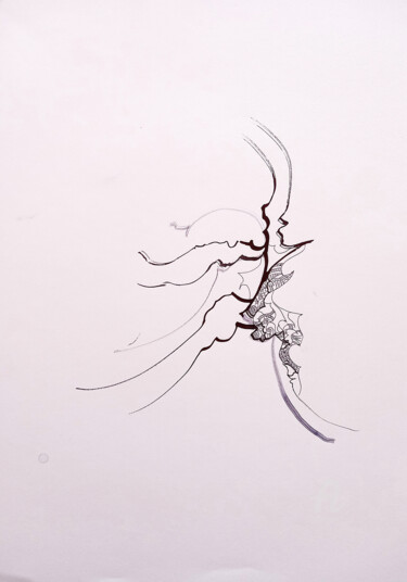 Dessin intitulée "calligraphie 10" par Céline Dudoret, Œuvre d'art originale, Stylo gel