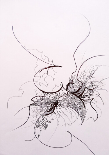 Drawing titled "calligraphie 12" by Céline Dudoret, Original Artwork, Gel pen
