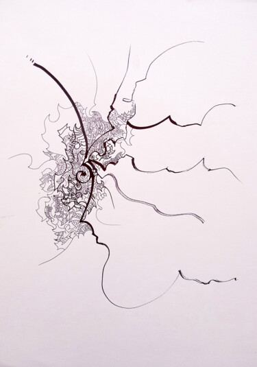 Dessin intitulée "calligraphie 13" par Céline Dudoret, Œuvre d'art originale, Stylo gel