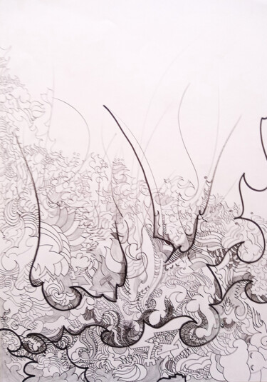 Drawing titled "calligraphie 14" by Céline Dudoret, Original Artwork, Gel pen