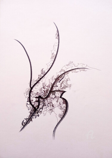 Drawing titled "calligraphie 17" by Céline Dudoret, Original Artwork, Gel pen