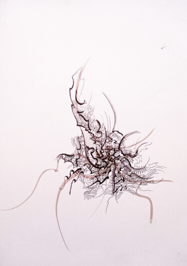 Disegno intitolato "calligraphie 18" da Céline Dudoret, Opera d'arte originale, Penna gel