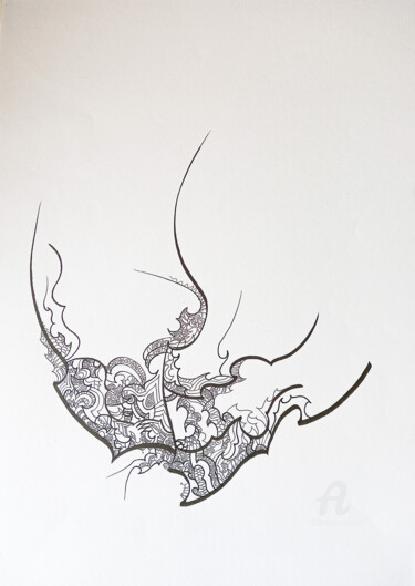 Dessin intitulée "calligraphié 23" par Céline Dudoret, Œuvre d'art originale, Stylo gel