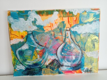 Painting titled "Water Is Treasure" by Céline Estelle, Original Artwork, Acrylic Mounted on Wood Stretcher frame