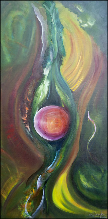 Painting titled "SPHERE" by Céline Favre Frossard, Original Artwork, Oil