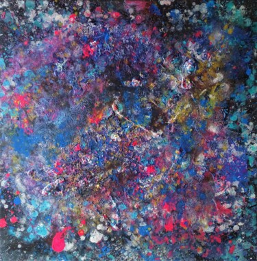Painting titled "Infinie Galaxie I" by Celine Grimaldi, Original Artwork, Acrylic Mounted on Wood Stretcher frame