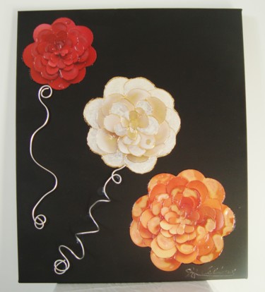 Peinture intitulée "fleurs-resine.jpg" par Celine Jacquet, Œuvre d'art originale, Acrylique