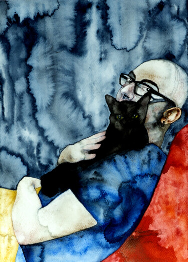 Tekening getiteld "Peur bleue (l'oppor…" door Céline Jérémy Turlotte Bindi, Origineel Kunstwerk, Aquarel