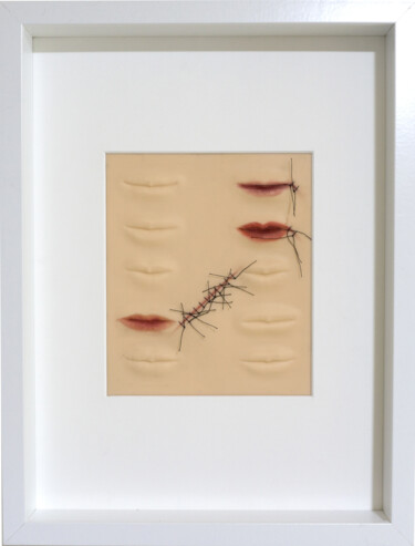 图画 标题为“Relationship #2” 由Céline Jérémy Turlotte Bindi, 原创艺术品, 线 安装在木板上
