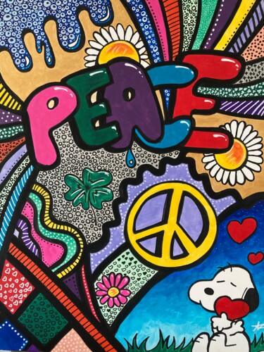 Malerei mit dem Titel "Peace" von Céline Leroy Ferrand (AZ), Original-Kunstwerk, Acryl Auf Keilrahmen aus Holz montiert