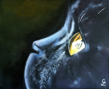 Painting titled "chat" by Céline Locqueneux, Original Artwork, Oil