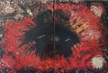 Painting titled "DIPTYQUE OEIL" by Céline Loy, Original Artwork, Acrylic Mounted on Wood Stretcher frame