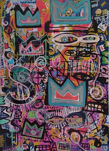 Картина под названием "HOMMAGE A JEAN-MICH…" - Céline Loy, Подлинное произведение искусства, Акрил Установлен на Деревянная…
