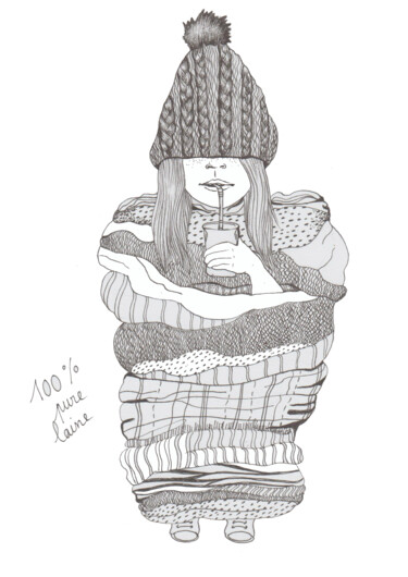 图画 标题为“100% pur laine” 由Céline Mahe, 原创艺术品, 墨