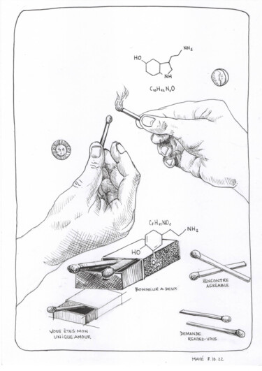 Desenho intitulada "Match" por Céline Mahe, Obras de arte originais, Tinta