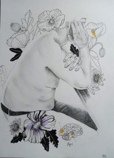 Rysunek zatytułowany „Planche anato-botan…” autorstwa Céline Mahe, Oryginalna praca, Akwarela