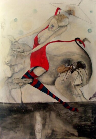 Peinture intitulée "La femme et le taur…" par Céline Mahe, Œuvre d'art originale