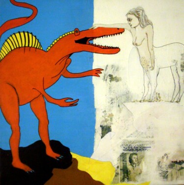 Peinture intitulée "spinosaurus-romanti…" par Céline Mahe, Œuvre d'art originale