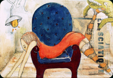 Painting titled "Fauteuil X" by Céline Mahe, Original Artwork, Acrylic Mounted on Wood Stretcher frame