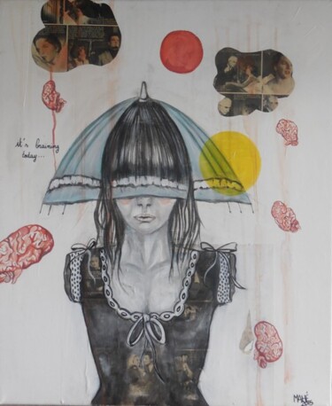 Schilderij getiteld "It's braining today…" door Céline Mahe, Origineel Kunstwerk, Acryl