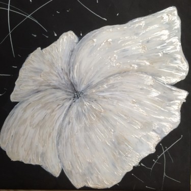 Painting titled "Fleur blanche" by Céline Pacchini, Original Artwork