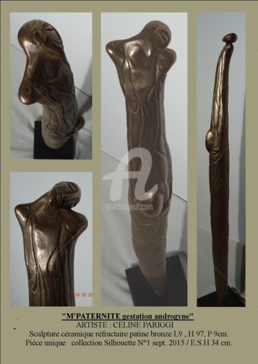 Sculpture intitulée "Gestation Androgyne…" par Céline Pariggi (Wen Dao), Œuvre d'art originale, Métaux