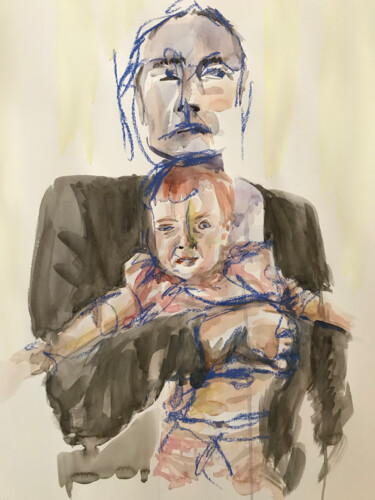 Peinture intitulée "Femme à l'enfant" par Céline Pasteur, Œuvre d'art originale, Acrylique