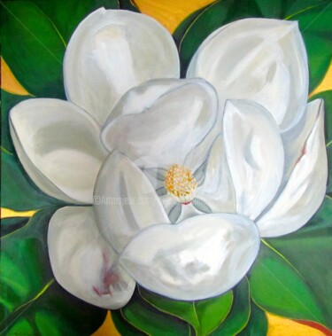 Painting titled "Fleur de magnolia I…" by Celine Raphael-Leygues, Original Artwork